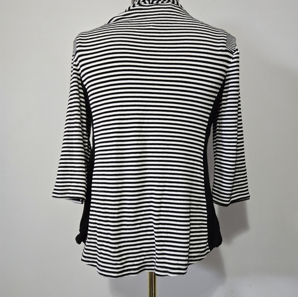MELISSA NEPTON black And White Striped Open Front Cardigan. Size Small - Picture 8 of 12